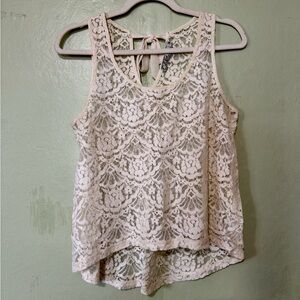 Lace Tank Top w/Ribbon Tie